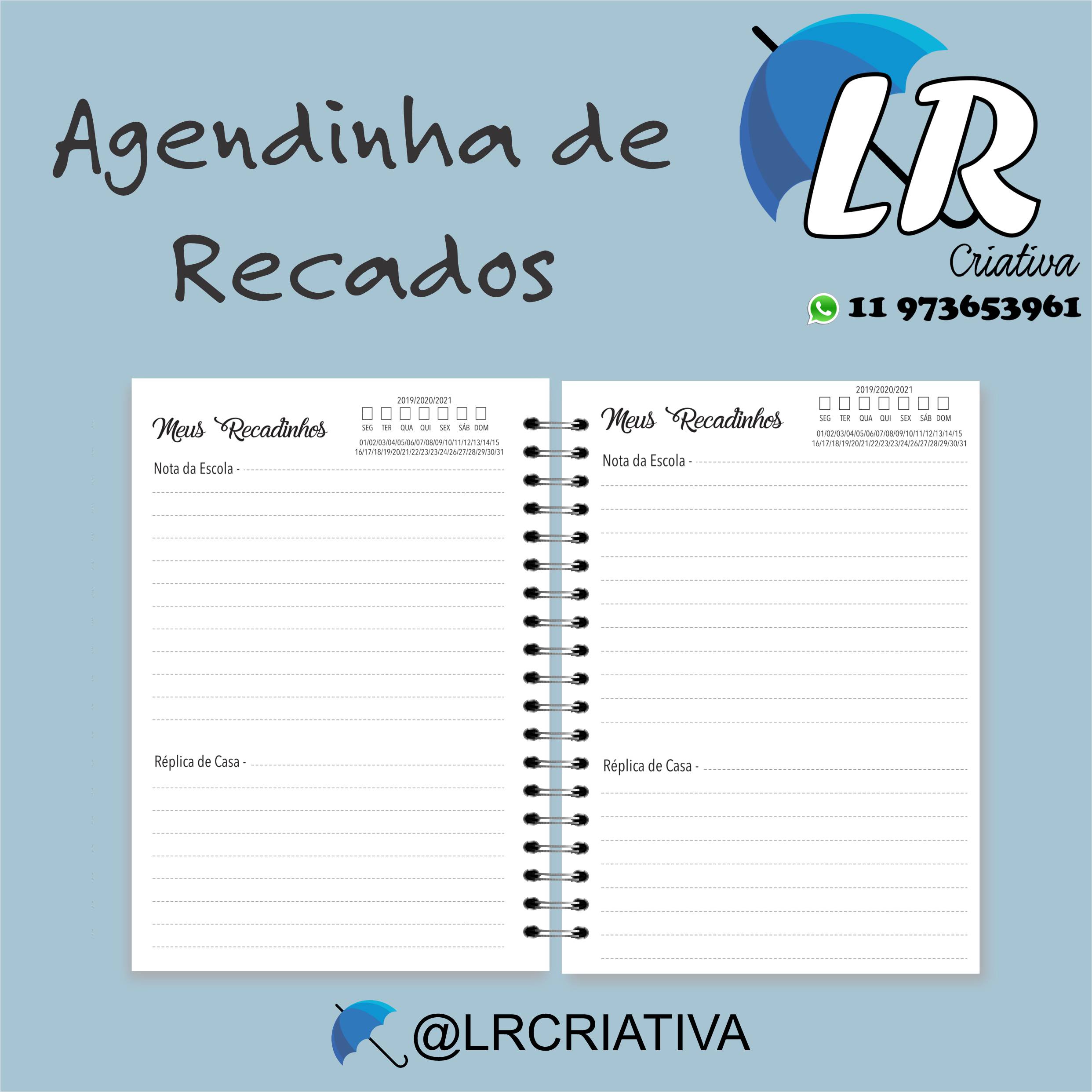 Agenda De Recadinhos Lr Criativa