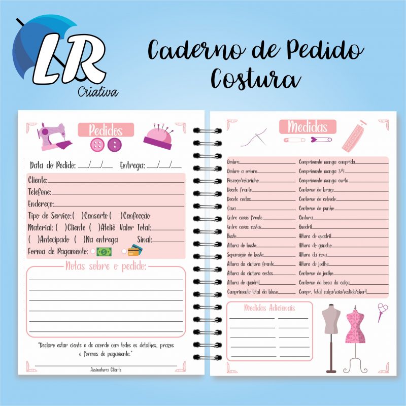 Caderno De Pedidos Costura Lr Criativa