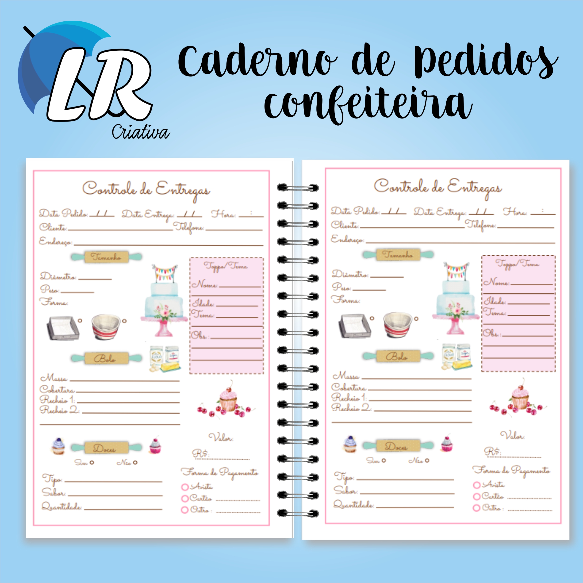 Caderno De Pedidos Confeiteira Lr Criativa