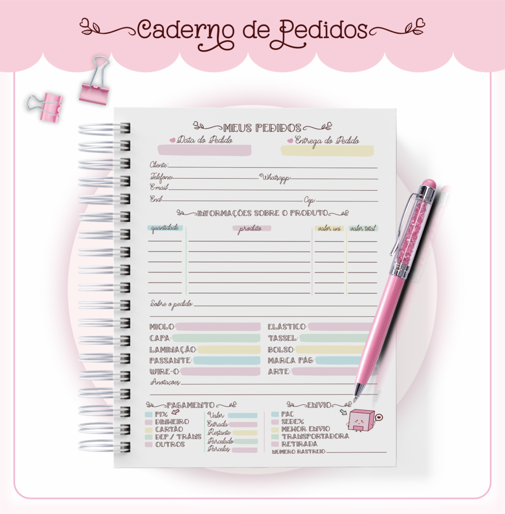 Caderno De Pedidos De Encaderna O Lr Criativa